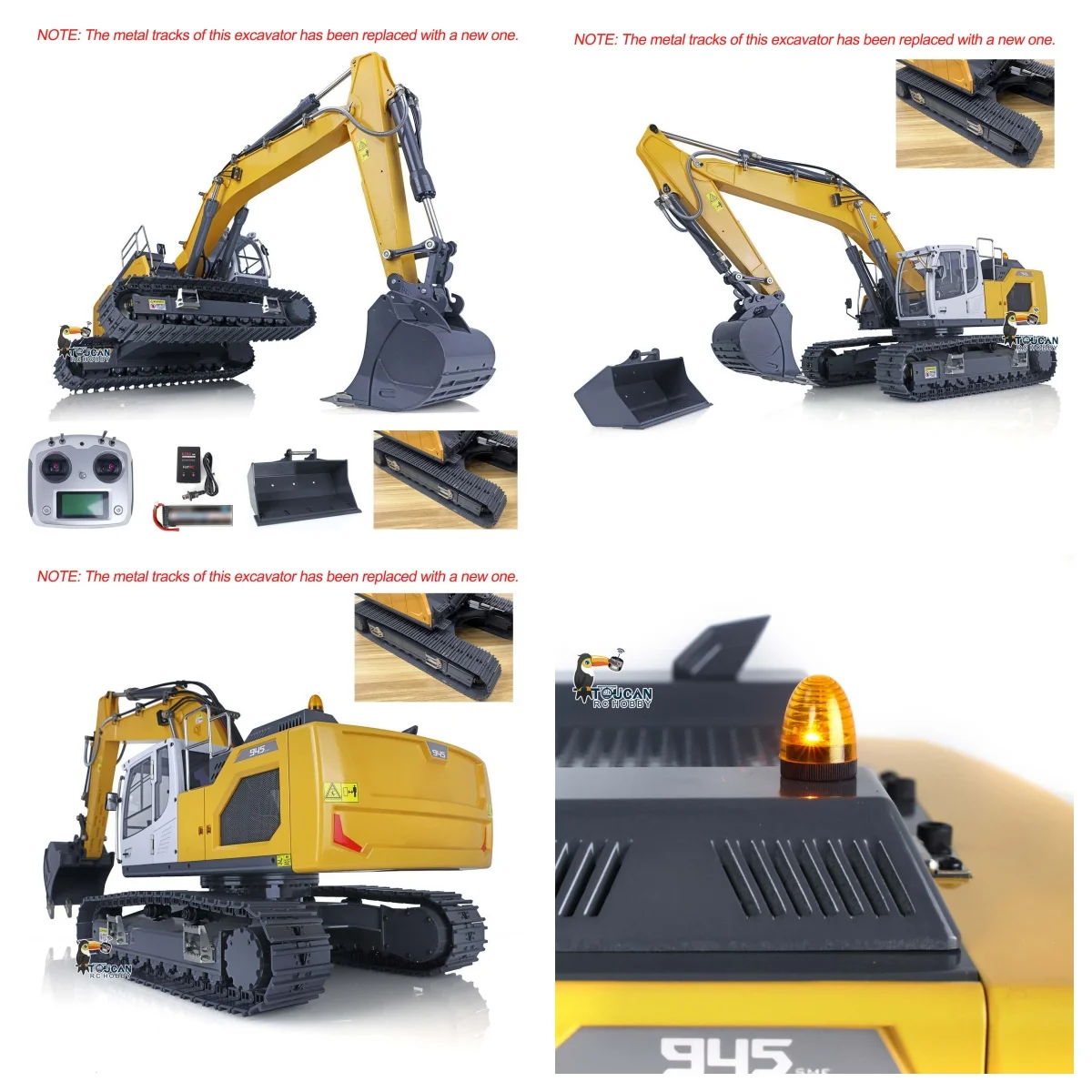 

US Stock 1/14 XDRC 945 Hydraulic RC Excavator RTR Radio Control Construction Truck Rotating Light Finished Electric Car Model
