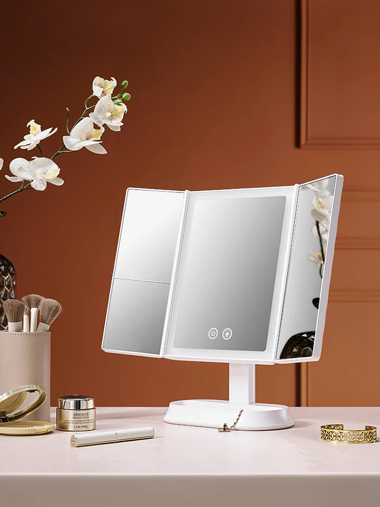 

MAY Meicai makeup mirror desktop led lamp folding home smart vanity mirror with lamp beauty fill light shell mirror