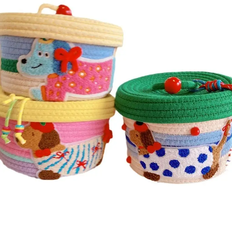 Dalmatiner gestreift Sommer Aufbewahrungsfass Kreatives Zuhause Snacks Organizer Stoff Kunst Desktop Kleinigkeiten Box