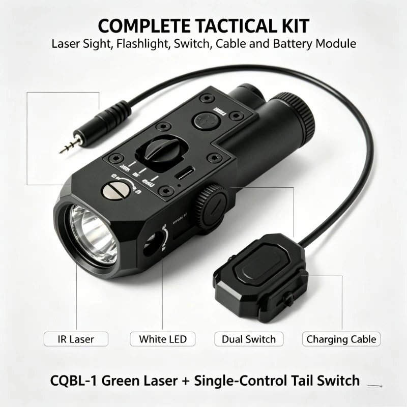 Rail‑Mounted M300 LED Flashlight, Red‑IR Indicator Pressure‑Triggered Metal Component for Field Operation
