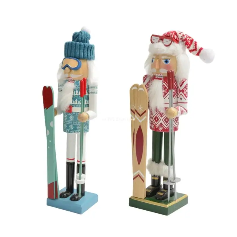 15in Christmas Nutcrackers Soldier Skier Figurine Toy Ornaments for Holiday Christmas Decorations Shelves Table Dropship