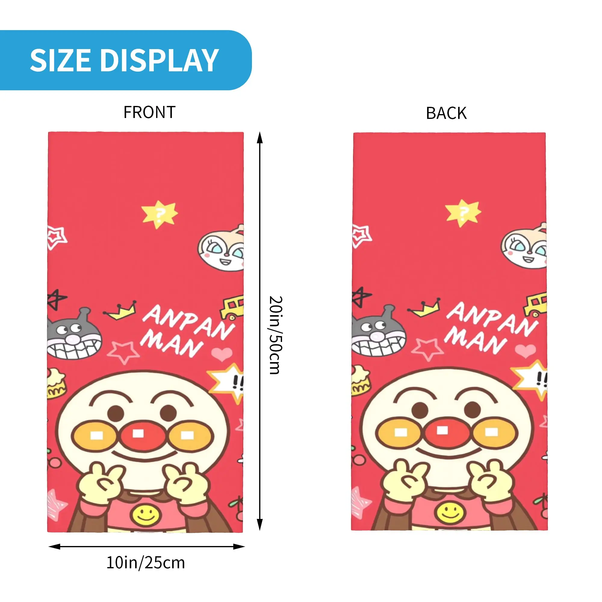 Round Cartoon Characters (13) Bandana  Cover Club Anpanman  Wrap Scarf  Hiking  UnisexWinter Neckerchief