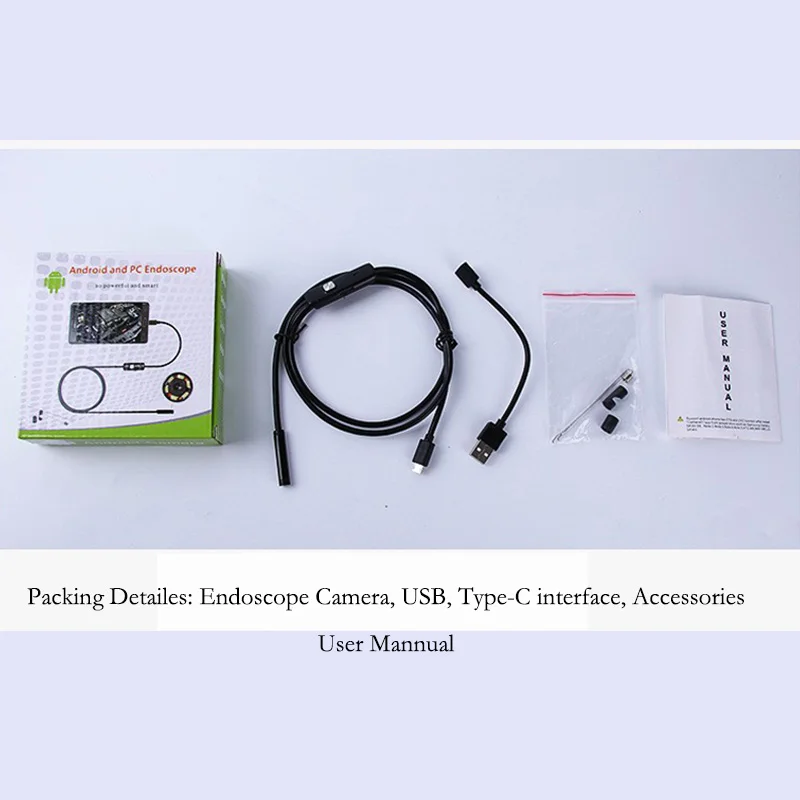 Mini Câmera Endoscópio, Android Tipo-C USB, Câmera de Inspeção, Lente de 8mm, 720P, 3 em 1
