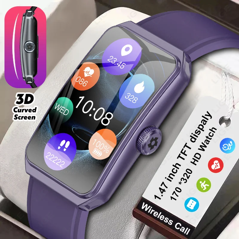 

LIGE 2025 новые спортивные умные часы для мужчин и женщин 1,47 "Bluetooth вызов фитнес-трекер IP68 водонепроницаемые умные часы для телефона Android IOS