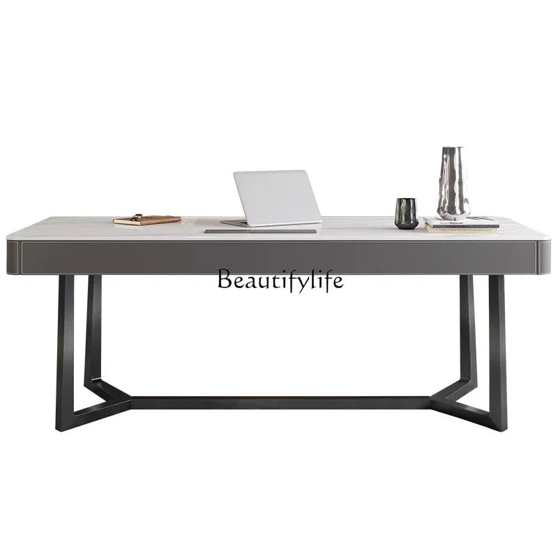 

Slate desk Italian minimalist home Scandinavian modern minimalist high-end saddle leather desk