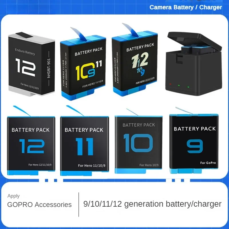 For Gopro Hero11 Battery 2000mAh Battery for GoPro Hero 9 10 11 Hero9 Hero10 Hero11 for GoPro Action Sports Camera