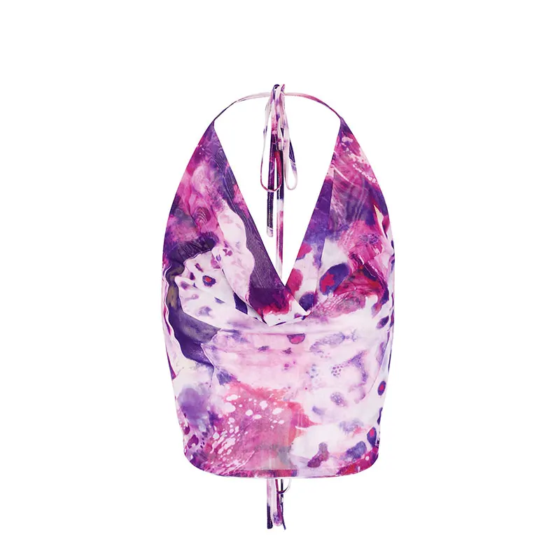 التعادل صبغ مثير رداء علوي من دون أكمام للنساء صيف جديد عارية الذراعين الخامس الرقبة سترة الشارع الشهير أزياء من الدانتل متابعة عادية سليم تنوعا تانك ملابس للسيدات #4