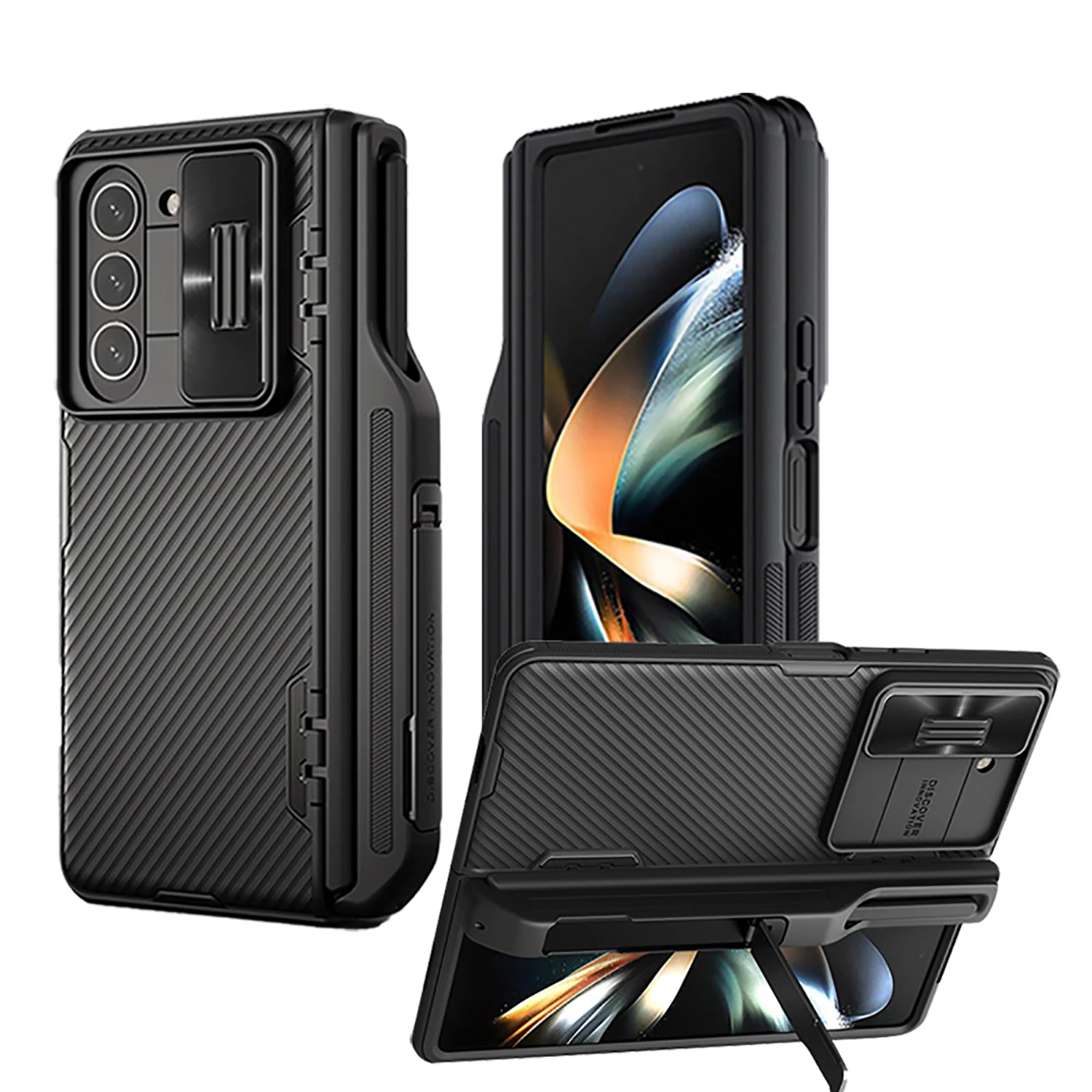 

for Samsung Galaxy Z Fold 5 Case with S Pen Holder & Slide Camera Cover & Screen Protectors,Hinge Protection