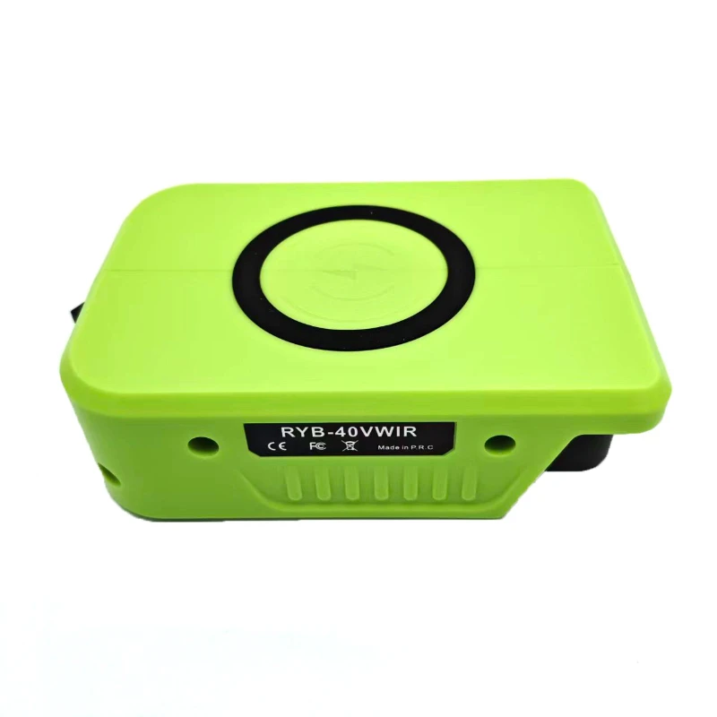 Portable Wireless Charging Adapter Wireless Mobile Phone Charger with USB and Type-C Ports for Ryobi 18/40V Lithium Batteries