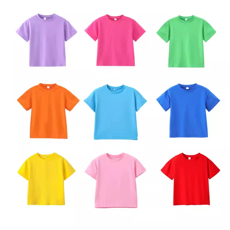 2026 Children T Shirt Performance Candy Color T-Shirts for Boys Girls Baby Blank Clothes Kids Tees Short Sleeve T Shirts School