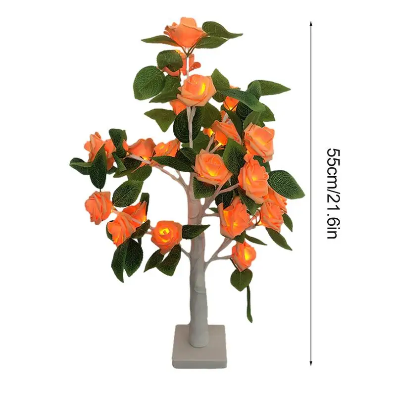LED Rose Flower Tree 24 LED Flower Tree Rose Light 21.6 Inch Flower Tree Lamp For Daughter Christmas Sister Party Valentine's Da