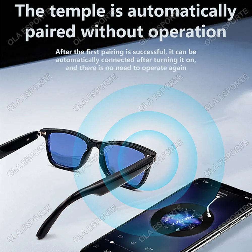 Hot GS05 สมาร์ทแว่นตาสําหรับชาย 2 ใน 1 ป้องกันรังสี UV แบบพกพาPolarized Anti-Blue Lightกรอบสีดําเลนส์สีขาวเพลงแว่นตากันแดด