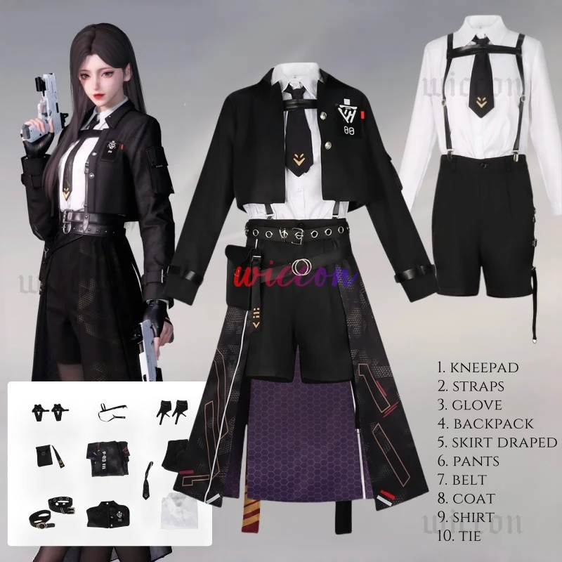 

Heroines Cosplay Costume Love And Deepspace Nightbreaker Shadow Dress Wig Battle Black Outfit Uniform Halloween Party Women Girl