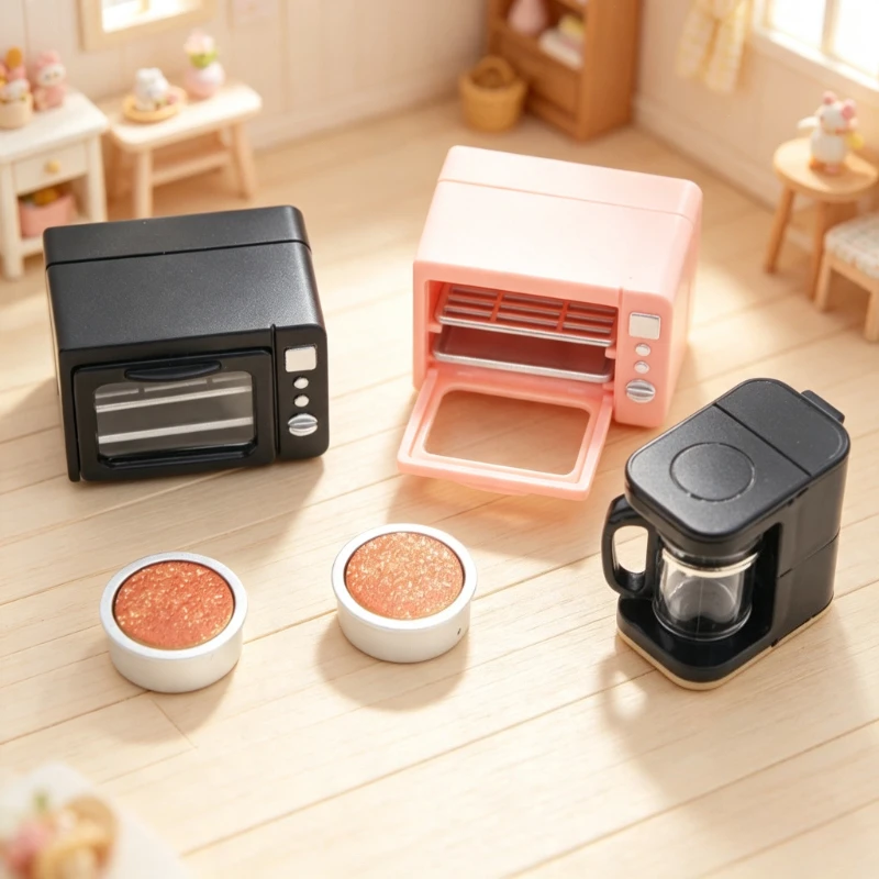 Dollhouse Appliances - Ovens, Coffee Makers, BJD Miniature Checkered Space Scenery, Furniture, and Decorative Items