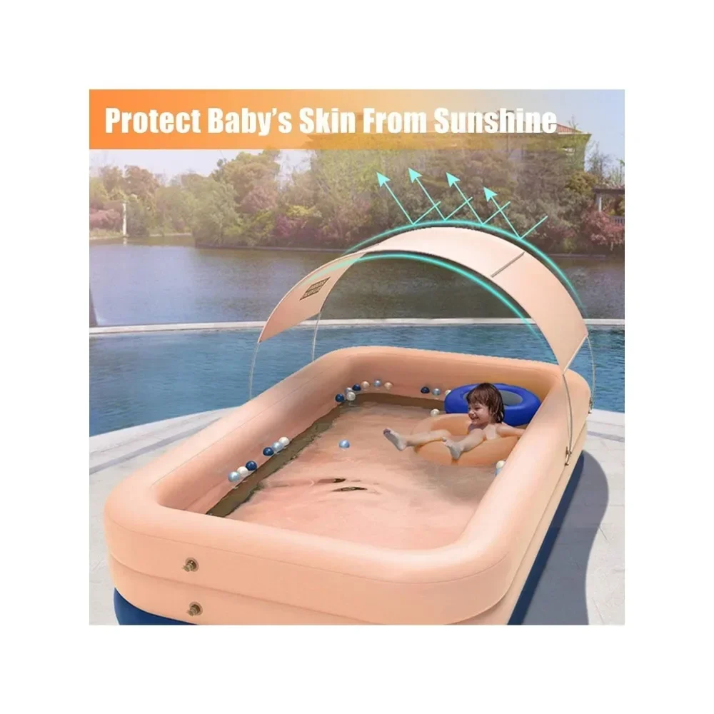 Piscina inflable con dosel de lluvia, piscina portátil para adultos en áreas exteriores, jardín doméstico, piscina inflable para patio trasero