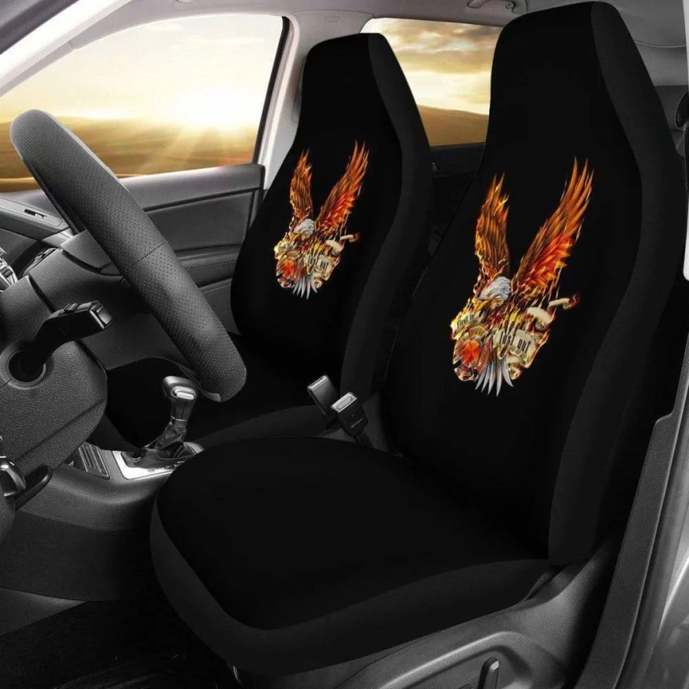 

Firefighter First In Last Out Eagle Design Seat Covers 101211,Pack of 2 Universal Front Seat Protective Cover