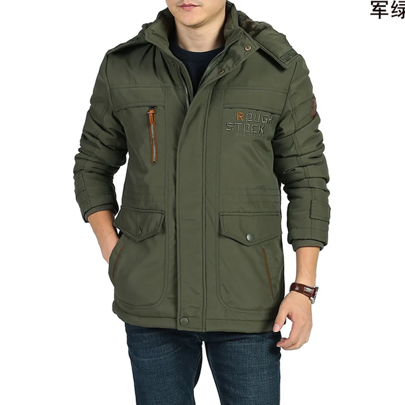 Lined Winter Fleece Padded Warm Keeping Cotton-Padded Coat Men\'s Clothing plus-Sized plus Size Tooling Style Padded Jacket