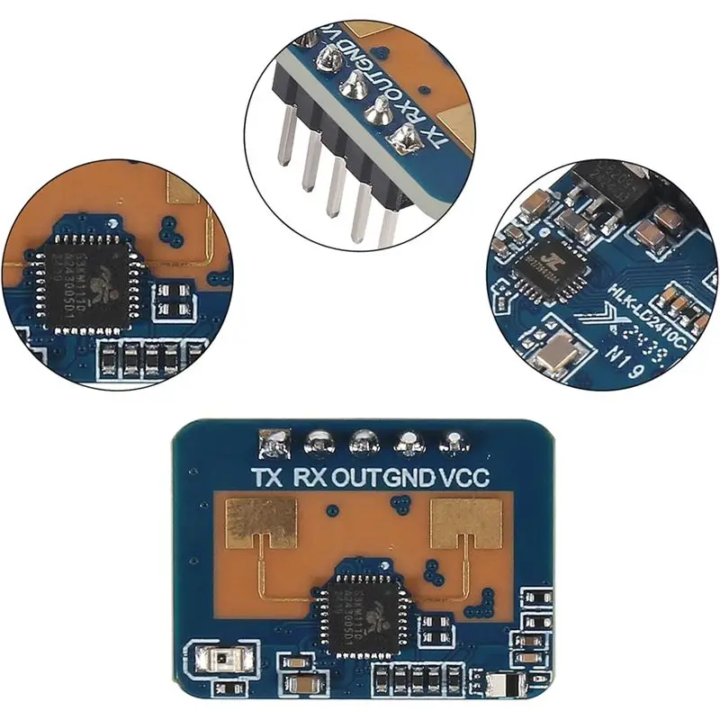 CMHI-LD2410C Human Body Detection Presence Radar Sensor Module 4Pcs HLK-LD2410 24Ghz Millimeter Wave Non-Contact ISM Band Serial