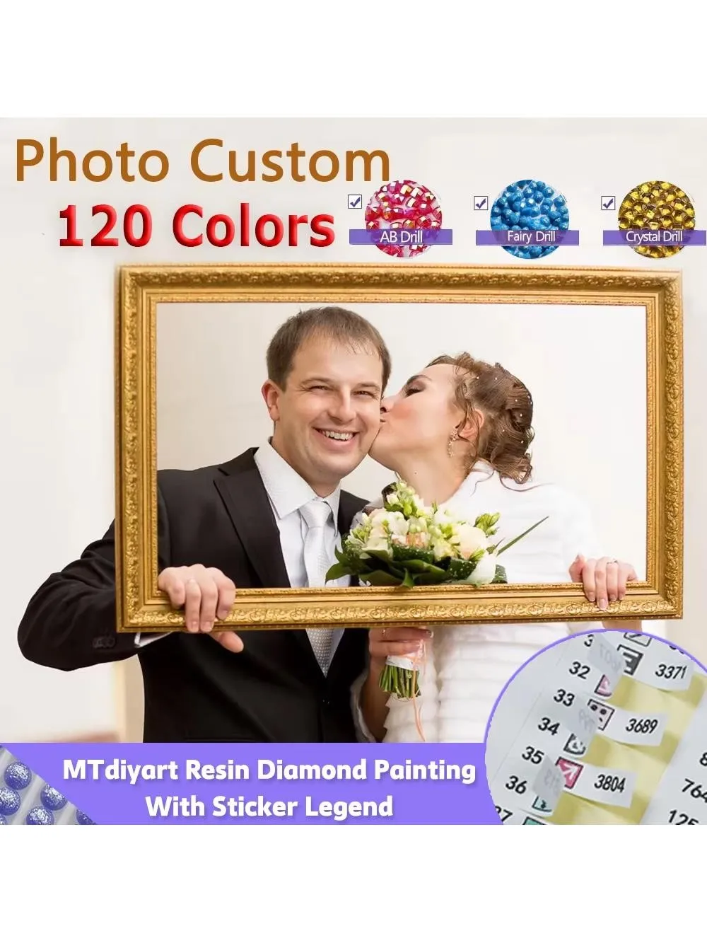 Foto-personalisierte 100% Full AB Feenstaub-Kristall-Drill-Harz-Diamantmalerei mit Aufkleber, quadratisch, 5D DIY, individuelle Kunstdekoration