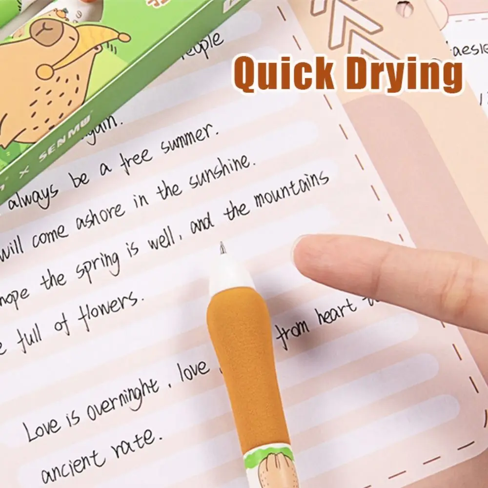4PCS Cartoon Capybara Gel Pen Soft Grip 0.5mm Black Ink Neutral Pen Quick Drying Office Signature Pen Gift