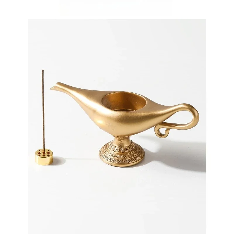 Creative Aladdin Magic Lamp Incense Holder, Unique Ceramic Desk Decorartion for Aromatherapy, Birthday Gift & Small Decoration