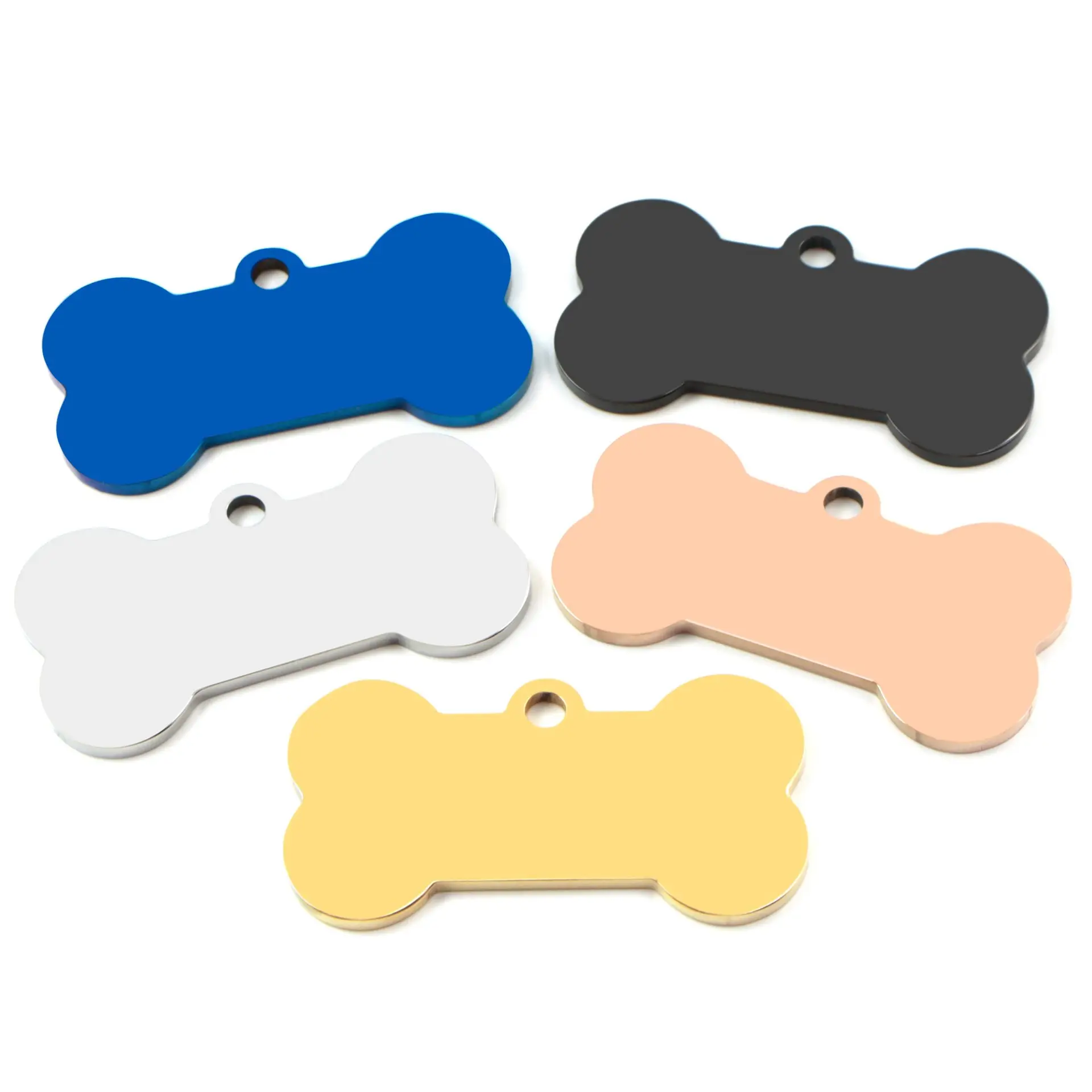 

20pcs cat dog ID tag dog blank Stainless steel Collar bone pet Charm Pet name pendant Bone Necklace Collar Puppy plate