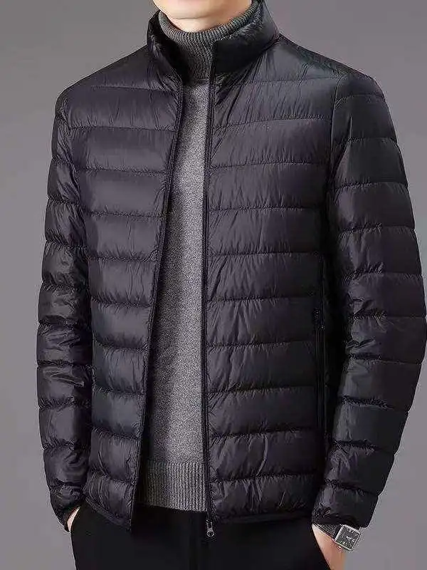 

Men's Lightweight Cotton Jacket Autumn Winter Casual Warm Stand Collar Youth Short Style Cotton Padded Coat Outerwear
