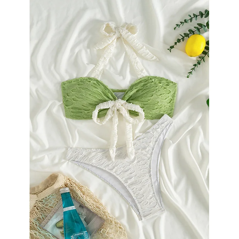 

Sexy Thong Bikinis Women Swimsuits Female Swimwear 2025 Knotted Bikini Set Bathing Suit Swimming Suits Beachwear Bandeau Biquini