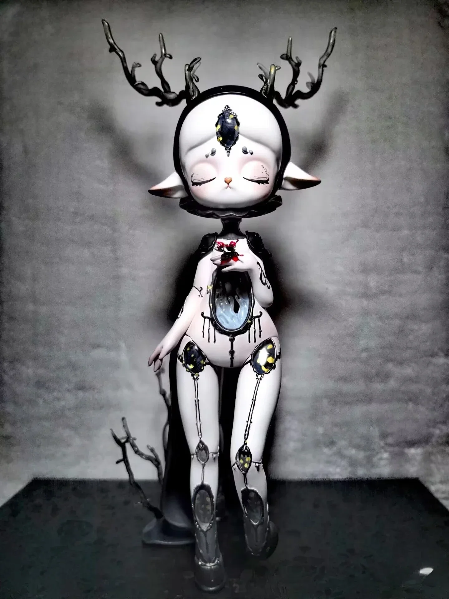 NINIMO White Snake Black Lily Nutcracker Figure Doll Gothic