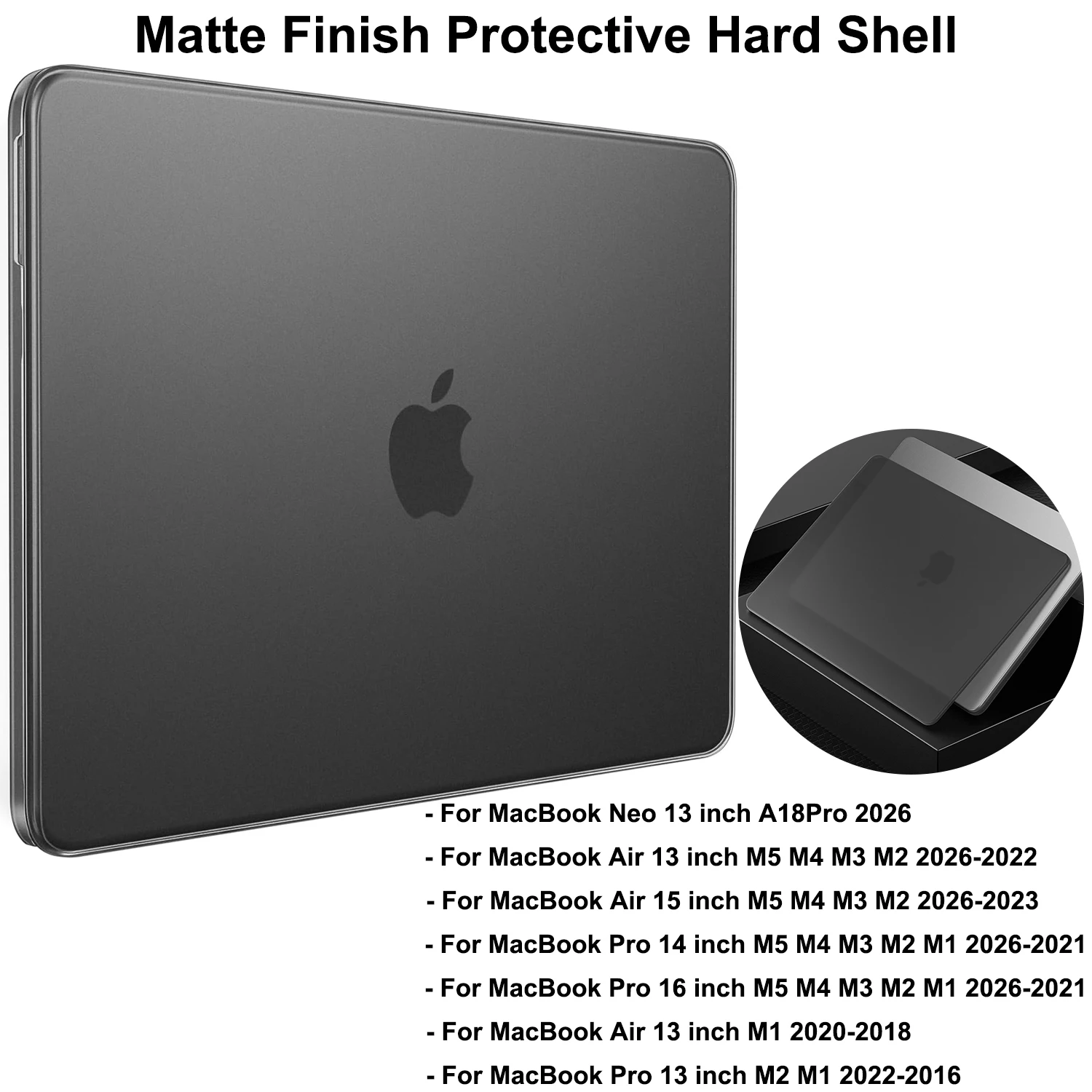 Matte Finish Hard Shell For MacBook Pro 14/16 inch M5M4M3M2M1 Pro/Max Chip 2026-2021, For MacBook Neo 13 Air 13/15 inch M5 2026