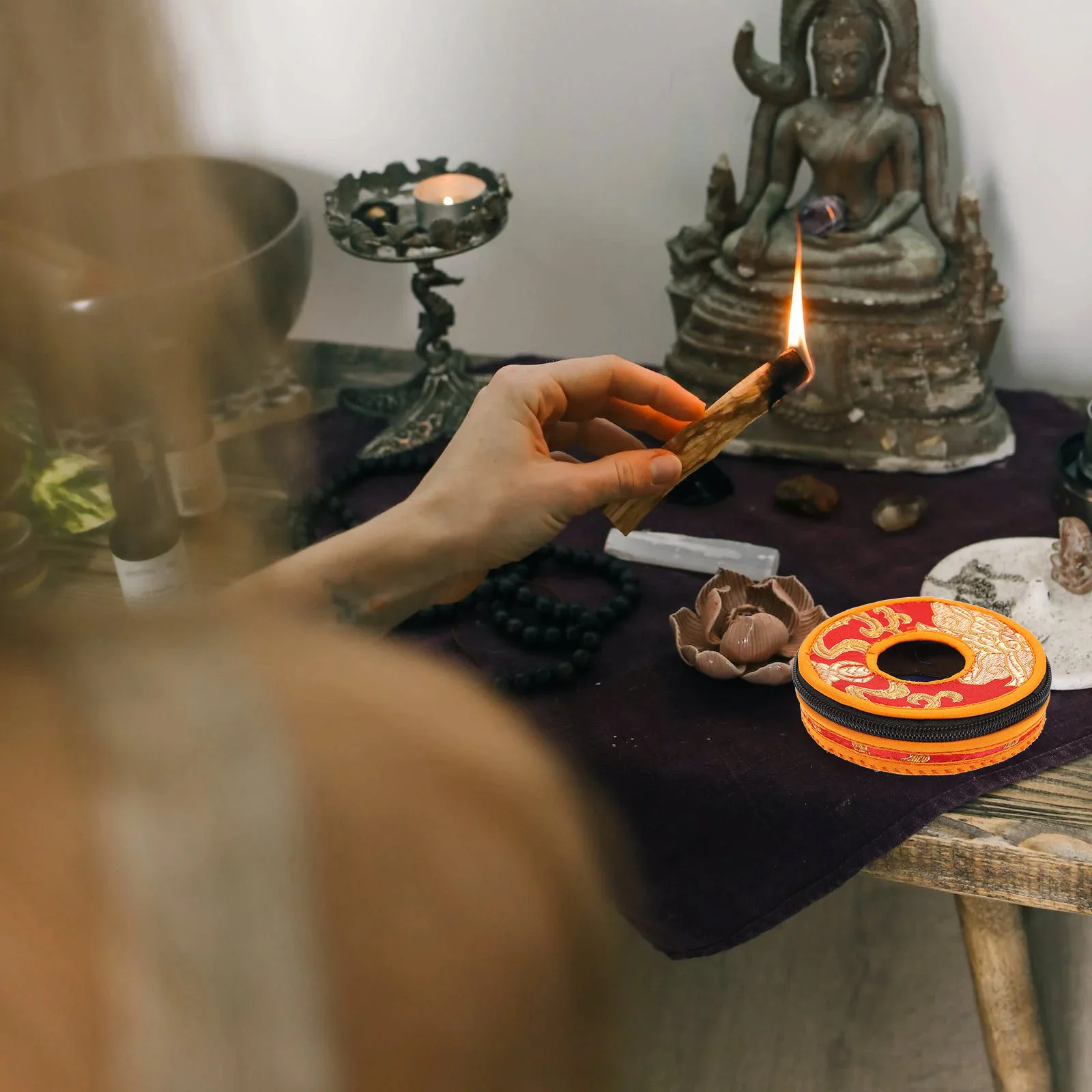 

Meditation Bell Storage Bag Handmade Nepal Style Premium Cotton Cloth For Tingsha Cymbals Protector Case Pouch