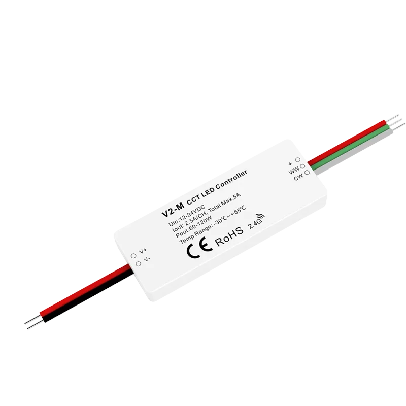 Controlador LED SKydance 2CH CCT DC 12V 24V 2,4 GHz control remoto tira de luz LED blanco cálido tira de LED blanca fría