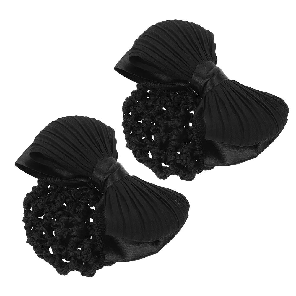 

2Pcs Bowknot Hair Bun Cover Elegant Mesh Snood Hairnet Professional Hair Styling Accessories for Women Work Uniforms