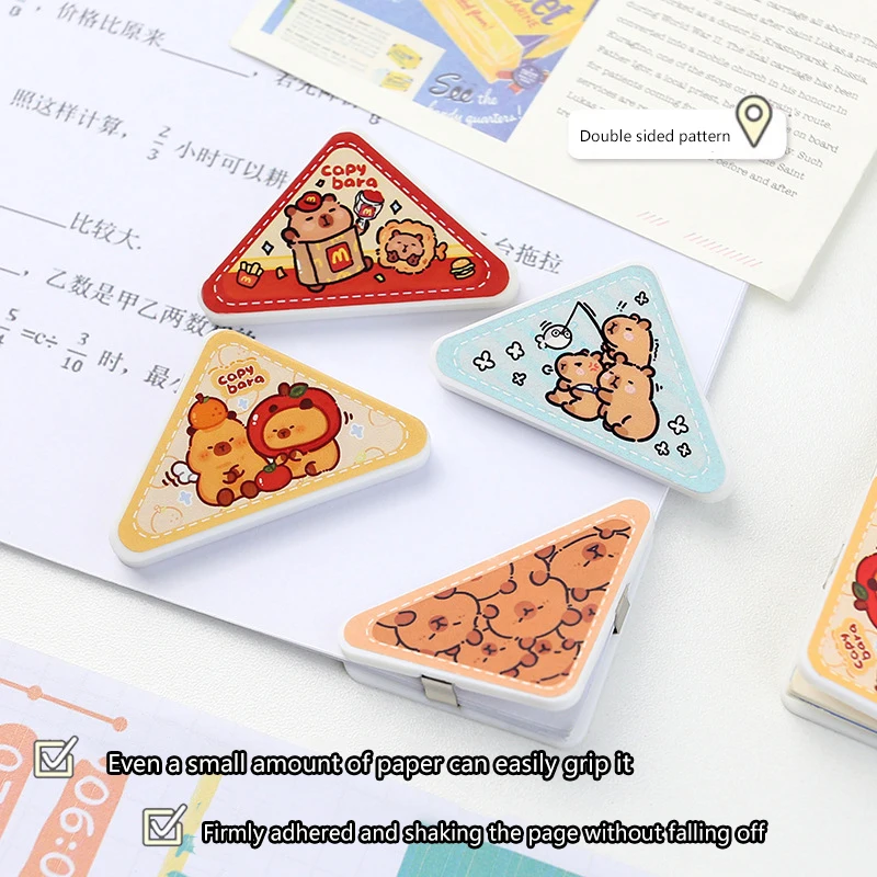 Creative Cute Cartoon Butter Bear Capybara Multi Functional Triangle Folder Storage PP Clip School Stationery Office Supplies