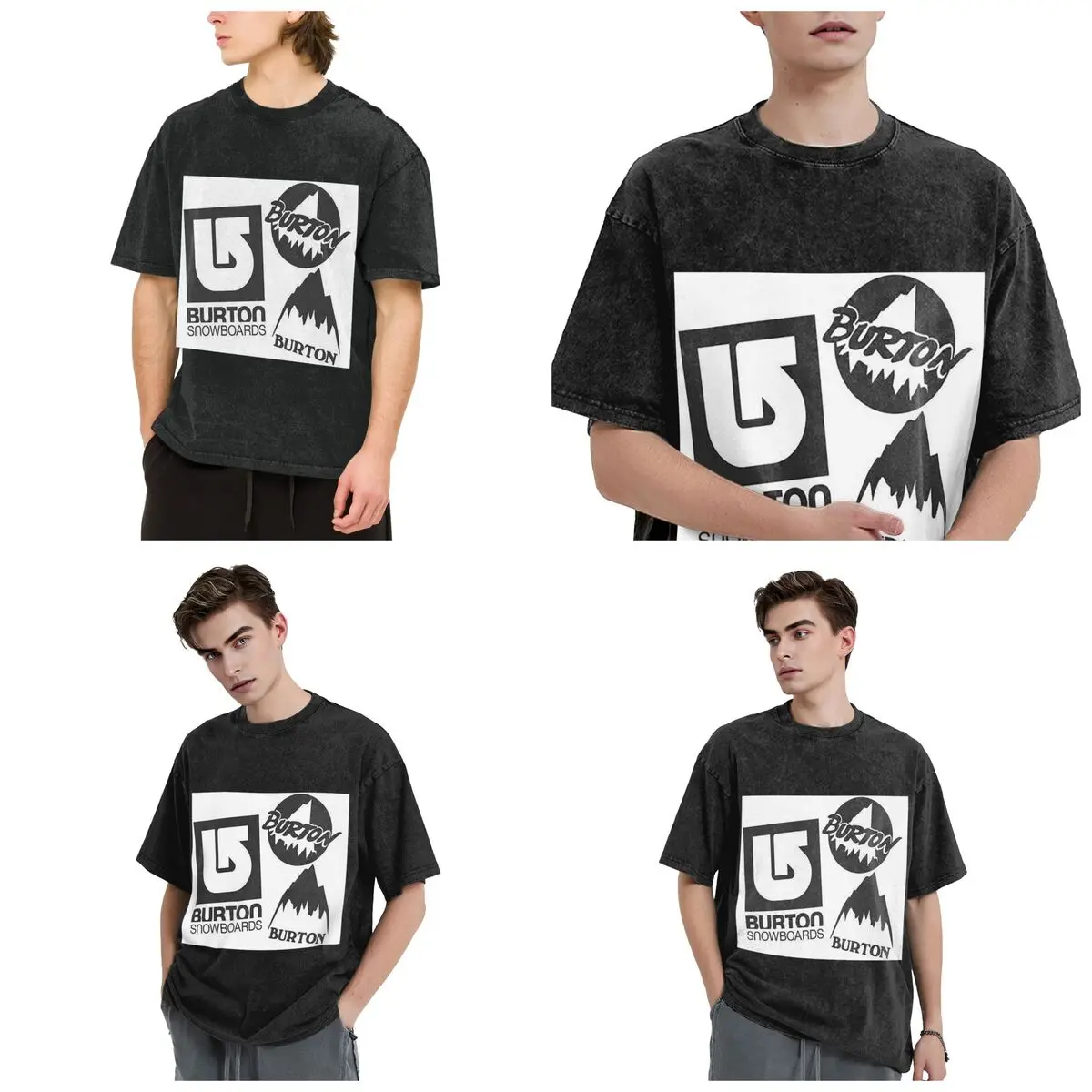 Streetwear T-Shirts Burton Snowboard Sportive Washed T Shirt Short Sleeve Hip Hop T-Shirt Tops Tees for Men Women