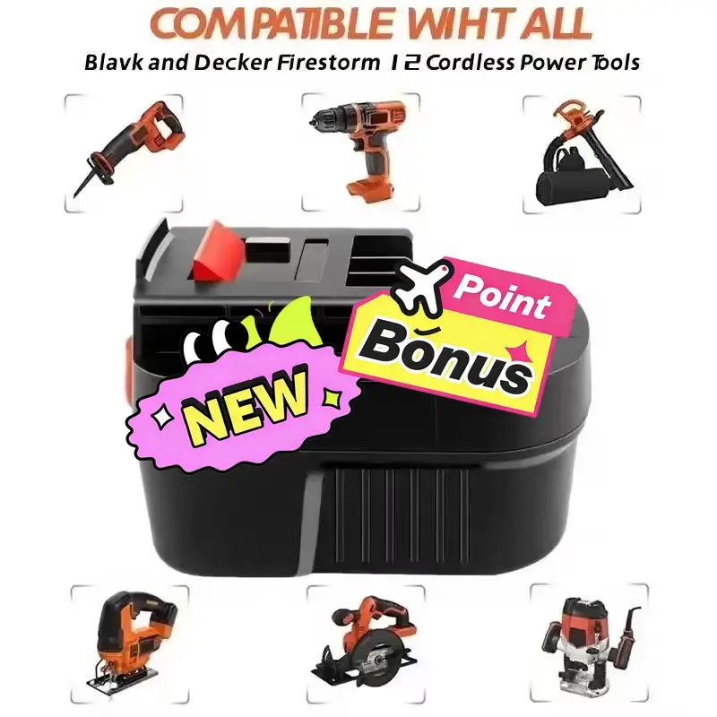 🚧12V 4000/5000/6000mah Rechargeable Tool Battery forBlack&Decker A12 A12EX FSB12 FS120B A1712 HP12K HP12 Ni-MH Drill Battery