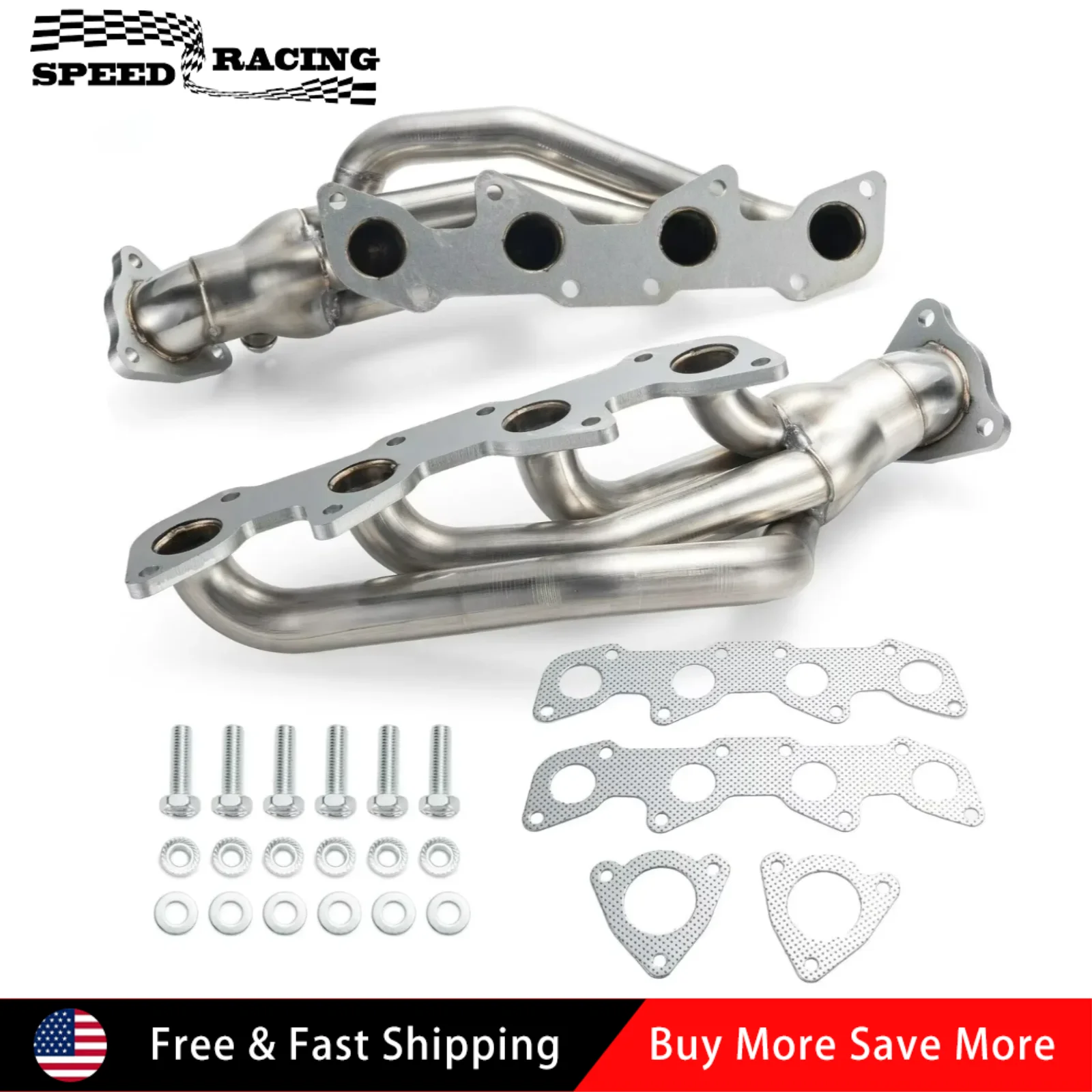 Cabezal colector de acero inoxidable para motores Toyota Tundra Sequoia UCK 2000-2004 4.7L V8 2UZ-FE plateado