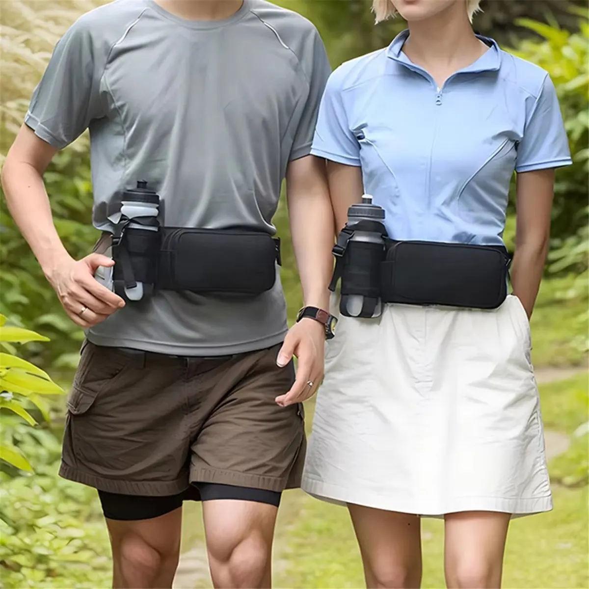 (A75U] Waterproof Sports Bum Bag with Kettle Holder - Fitness Gym Bag for Running, Crossbody Storage, Outdoor Activities