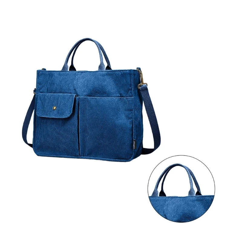 Sophisticated Corduroy Handbag Spacious Handbag with Adjustable Strap for Work