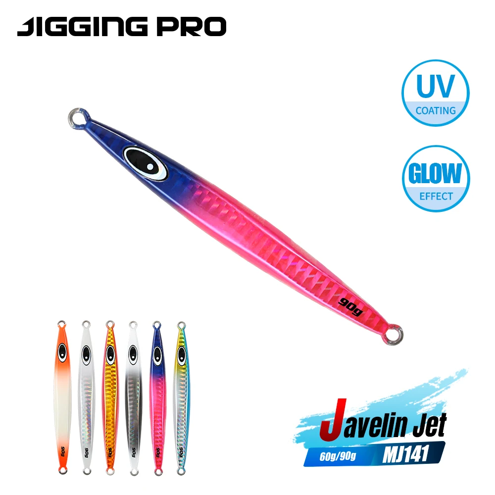 JIGGING PRO Javelin Jet 60g 90g Jig Metálico Aerodinâmico para Lançamento Longo, Isca para Jigging Costeiro em Água Salgada, para Pargo, Bonito, Cavala