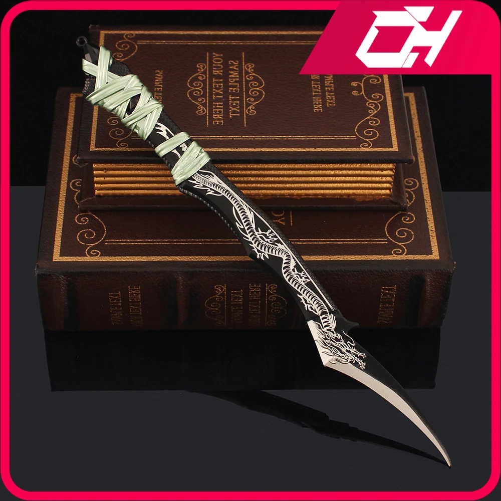 30cm Soul Land Anime Weapon Dark Blue Dragon Carving Knife Peripheral Tangmen Metal Model Ornament Collection Crafts Gifts Toys