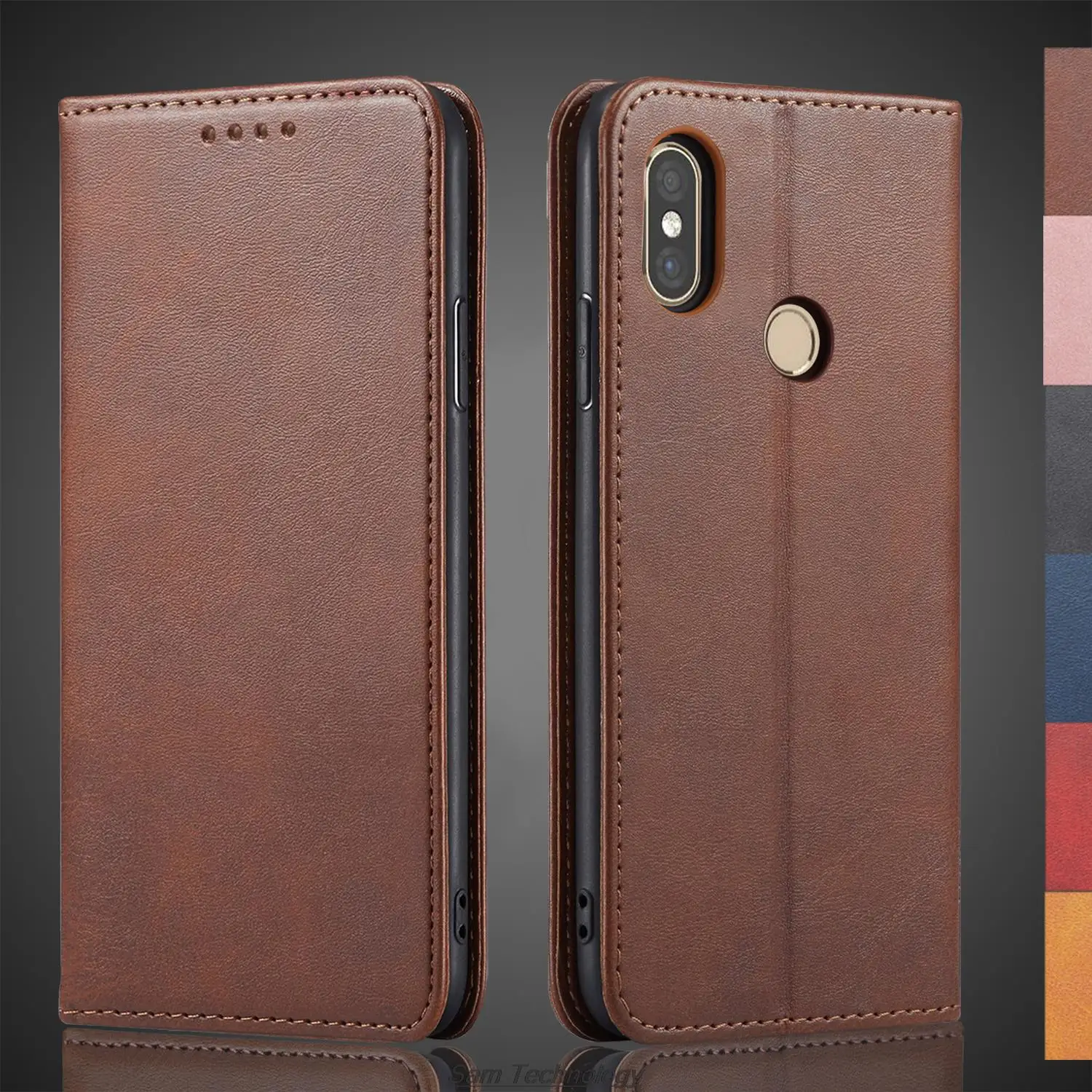 Magnetic attraction Leather Case for Xiaomi Redmi Note 5 Pro Holster Flip Cover Case Wallet Phone Bags Fundas Coque