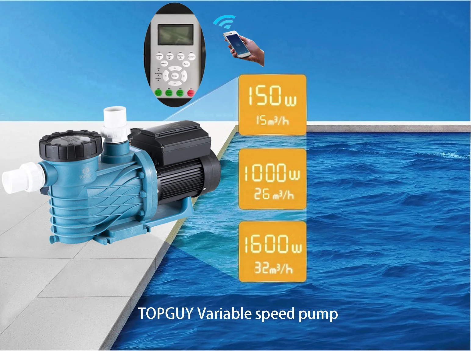 EAKP-200 Variable Speed Pool Pump High Performance With Intelligent WIFI Control For Swimming Pools Water Filter System