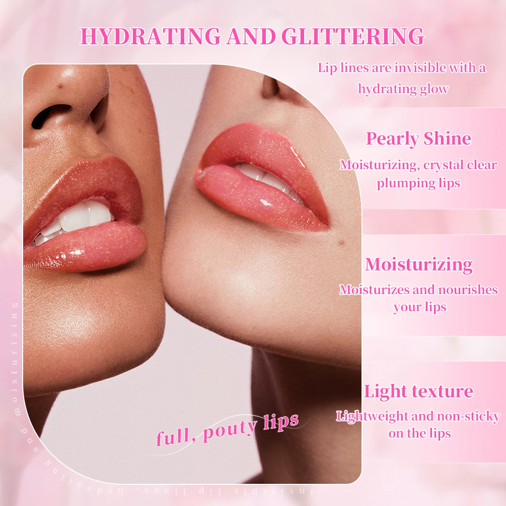 Qibest Lippen balsam Lippen öl nicht klebrig schimmernder Lip gloss feuchtigkeit spendend lang anhaltende klare Lip gloss Tönung Lippen Make-up Schönheits kosmetik