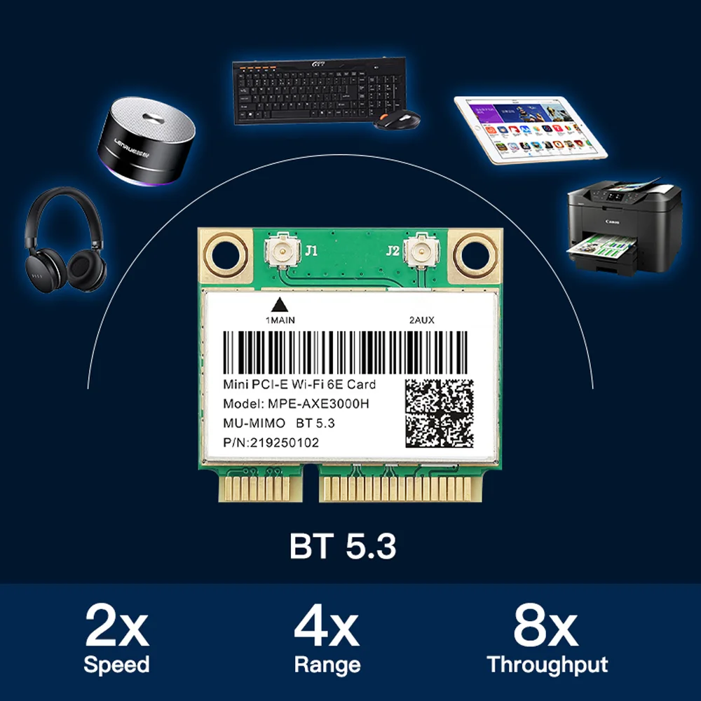 WiFi 6E 5374Mbps AX210 Wireless Mini PCI-E WiFi Card For Bluetooth 5.3 802.11AX 2.4G/5G/6Ghz Wlan Network Card Adapter For Win10