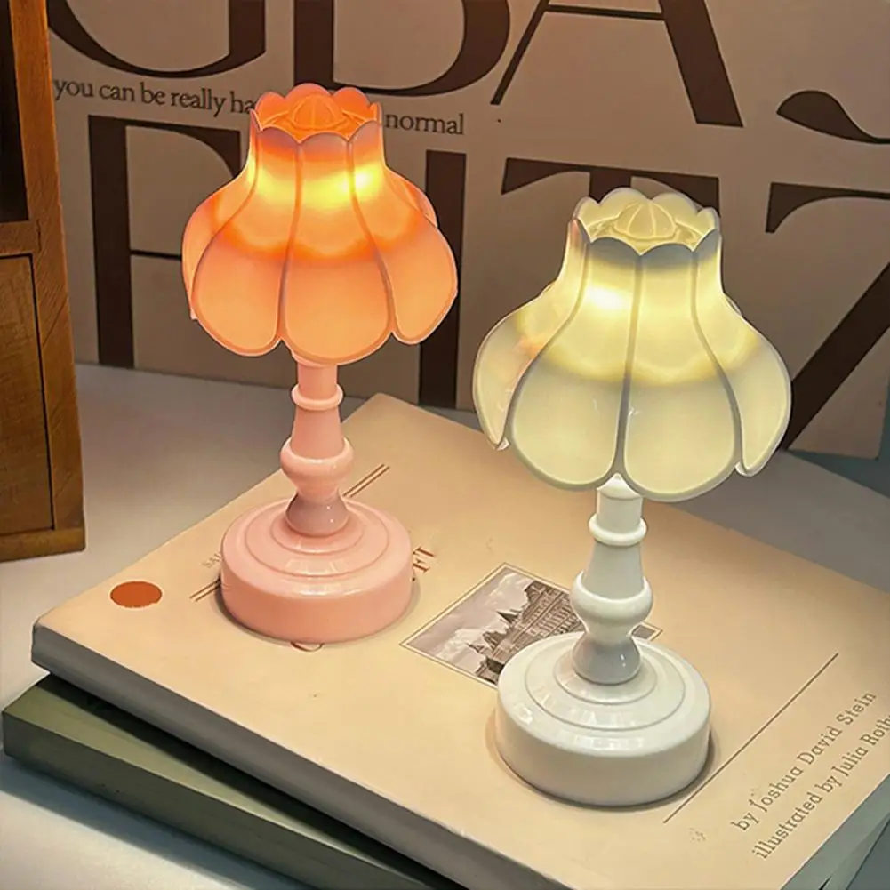 Night Light Mini Flower Shape Soft Glow Warm Light Desk Lamp with Adjustable Brightness Touch Control Portable Table Lamp