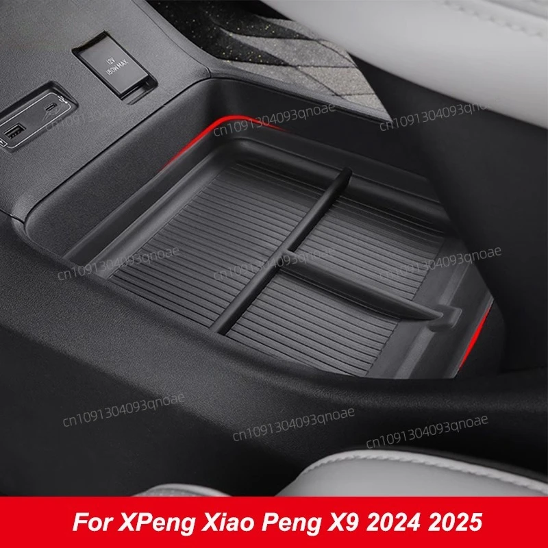 

For XPeng Xiao Peng X9 2024 2025 Center Console Storage Box Car Central Lower Layer Tray Organizer Accessories Tidying