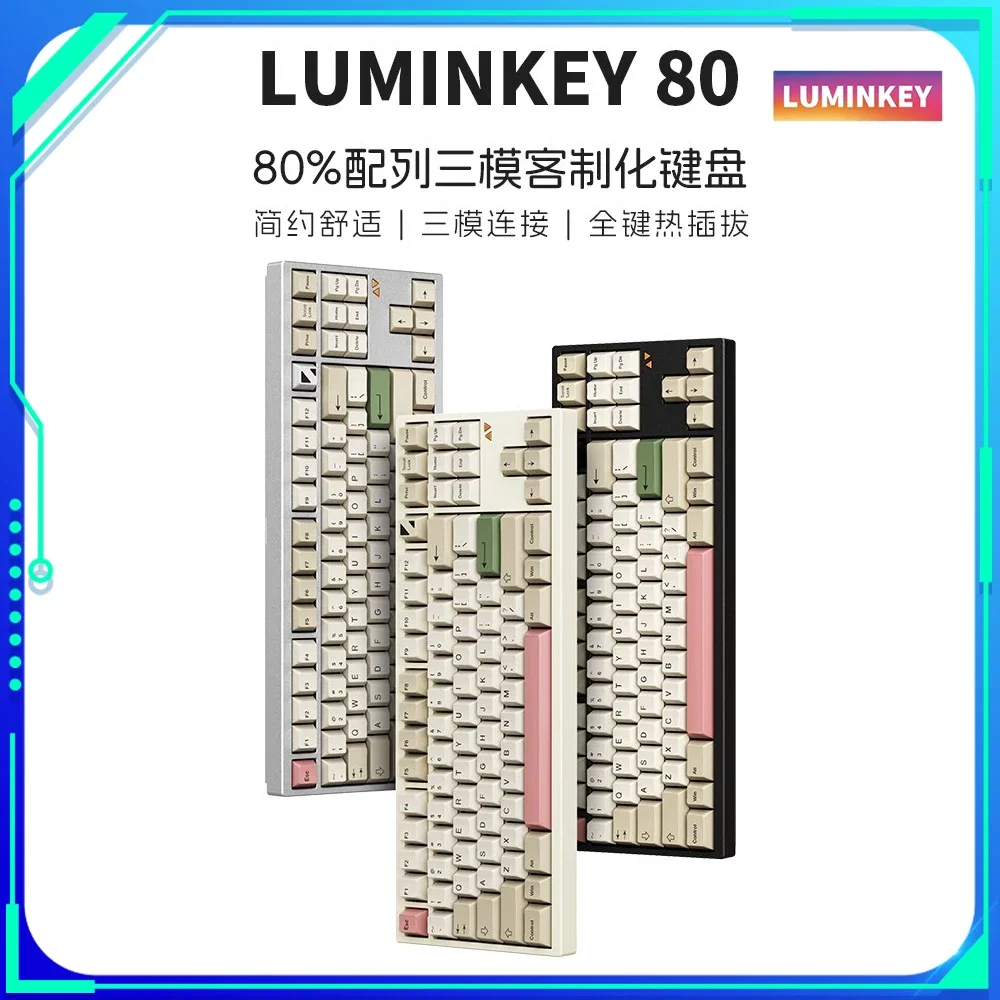 

Luminkey80 Mechanical Keyboard Aluminum Kits Three Mode Hot Swap Keyboard Gasket Ergonomics Accessory For Computer Gaming Gifts