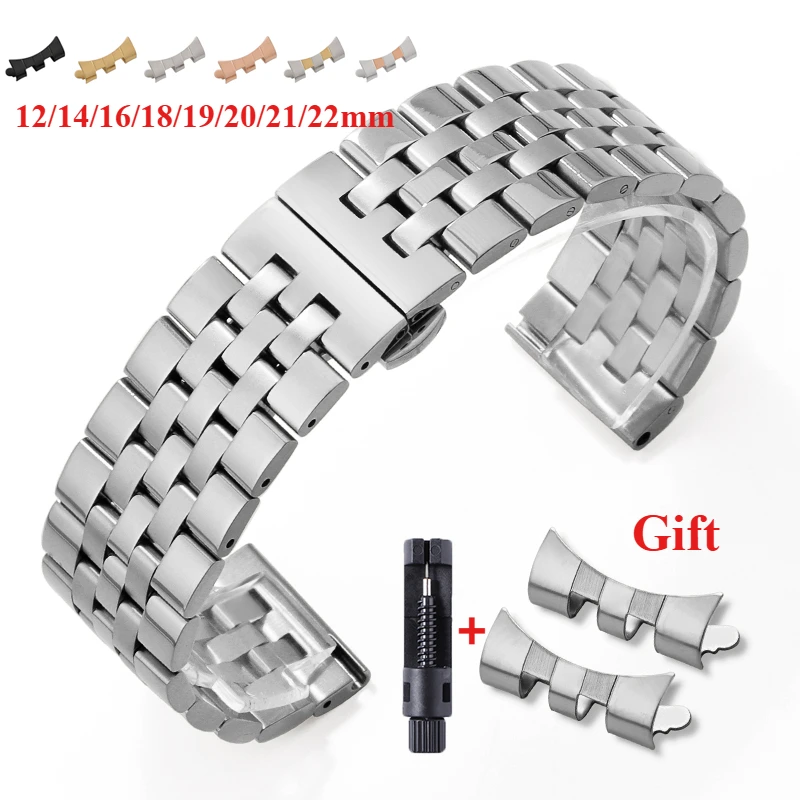 

12/14/16/18/19/20/21/22mm Solid Stainless Steel WatchBand for TISSOT Butterfly Buckle 304L Metal Wrist Strap for Omega for Seiko