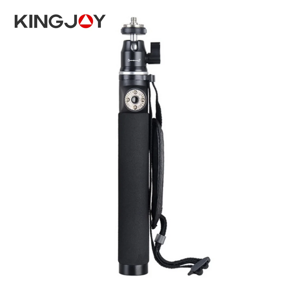 KINGJOY Black Aluminum Selfie Stick Lightweight Handheld Stand with 360 Degree Rotating Metal Ball Head for Phone Gopro Camera